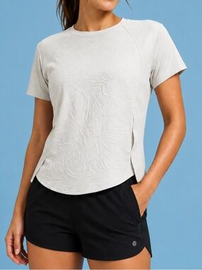 Lululemon Ivory Textured Running Tee Large LW3GM1S
